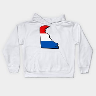 Red, White, and Blue Delaware Outline Kids Hoodie